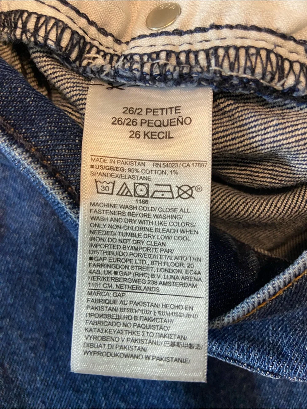 GAP High Rise Stride 2P Petite Wide Leg High Waist Rise Jeans Med-Dark Wash